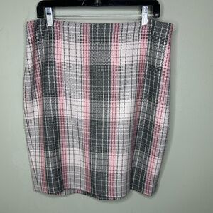 Women's Grey and Pink Plaid Skirt Talbots 12